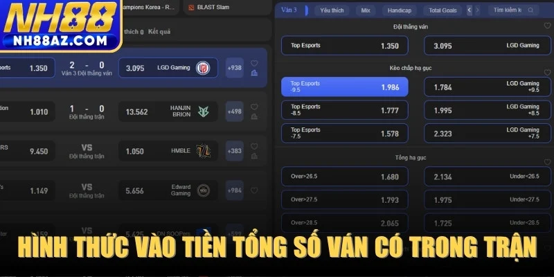 Hình thức vào tiền tổng số ván có trong trận