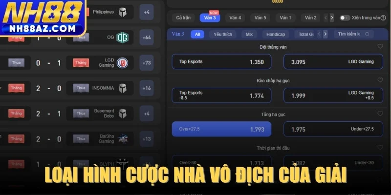 Loại hình cược nhà vô địch của giải