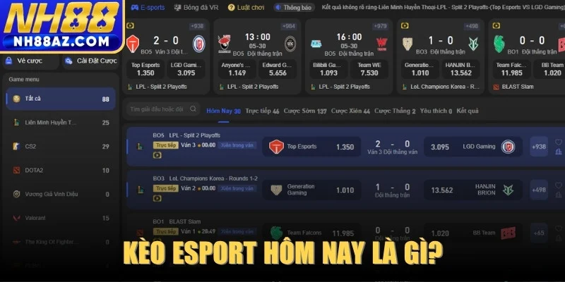 Tỷ lệ kèo Esport hôm nay