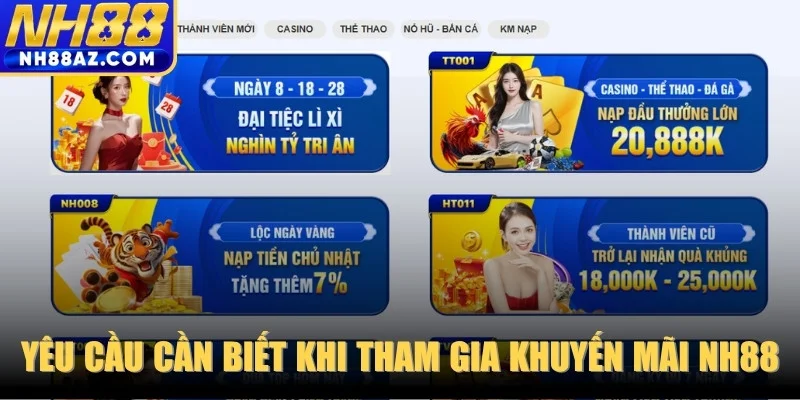 Yêu cầu cần biết khi tham gia khuyến mãi NH88 